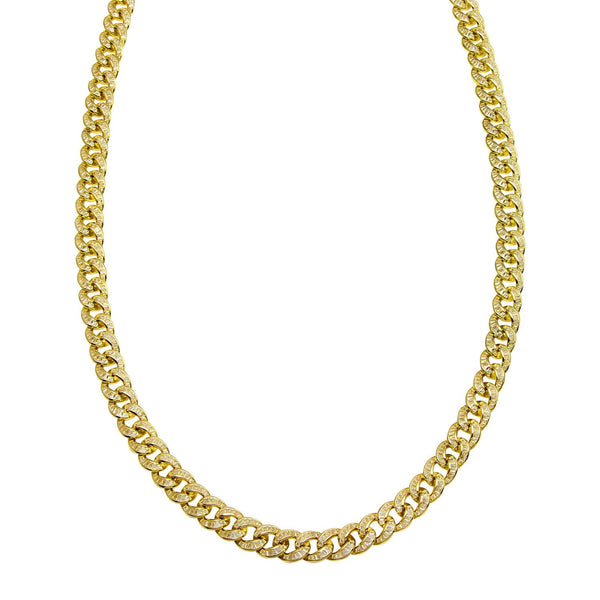 Luxe Layers 14KT Yellow Gold Plated Sterling Silver Baguette Cubic Zirconia 24" 10.3MM Curb Chain