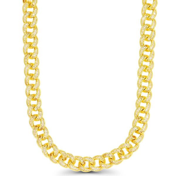 Luxe Layers 14KT Yellow Gold Plated Sterling Silver Cubic Zirconia 24" 8MM Cuban Link Iced Out Chain