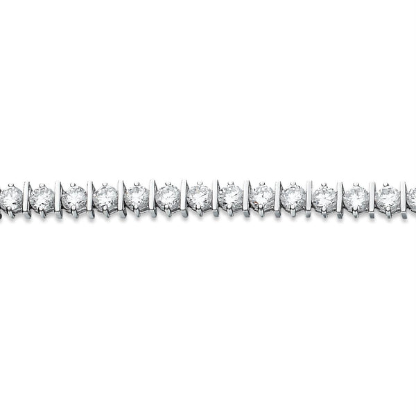 Crislu Platinum Plated Sterling Silver Round Cubic Zirconia 7" Tennis Bracelet