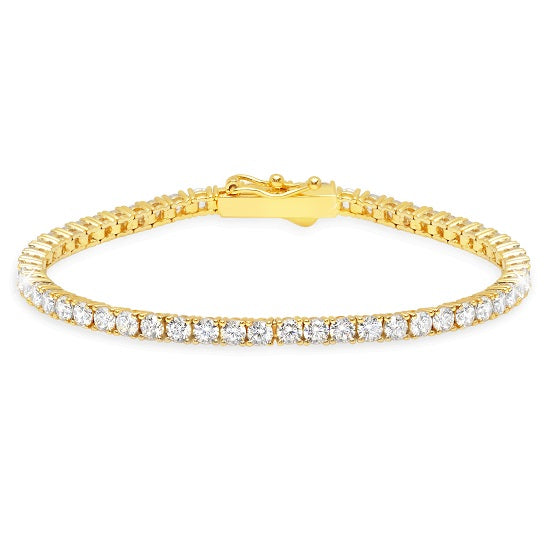 Crislu 18KT Yellow Gold Plated Sterling Silver Round Cubic Zirconia 7" Tennis Bracelet