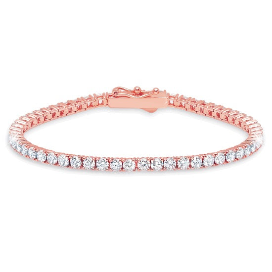 Crislu 18KT Rose Gold Plated Sterling Silver Round Cubic Zirconia 7" Tennis Bracelet