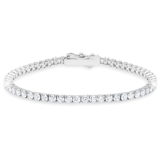 Crislu Platinum Plated Sterling Silver Round Cubic Zirconia 7" Tennis Bracelet