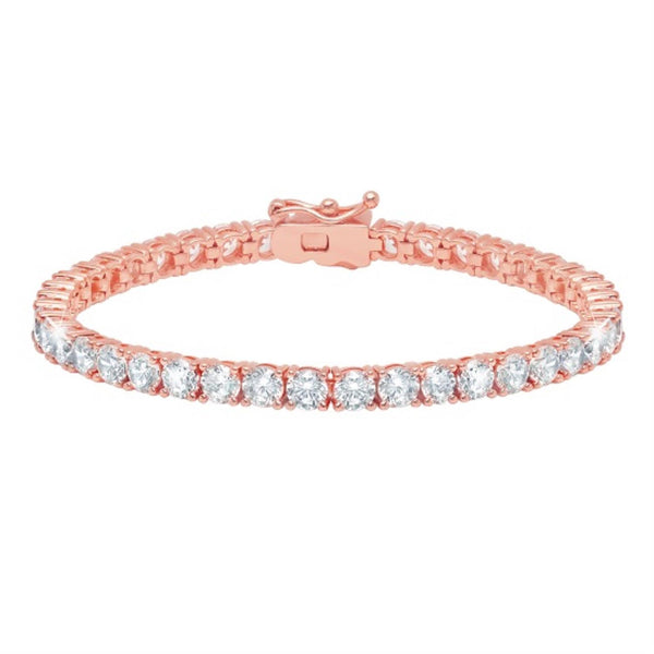 Crislu 18KT Rose Gold Plated Sterling Silver Round Cubic Zirconia 7" Tennis Bracelet