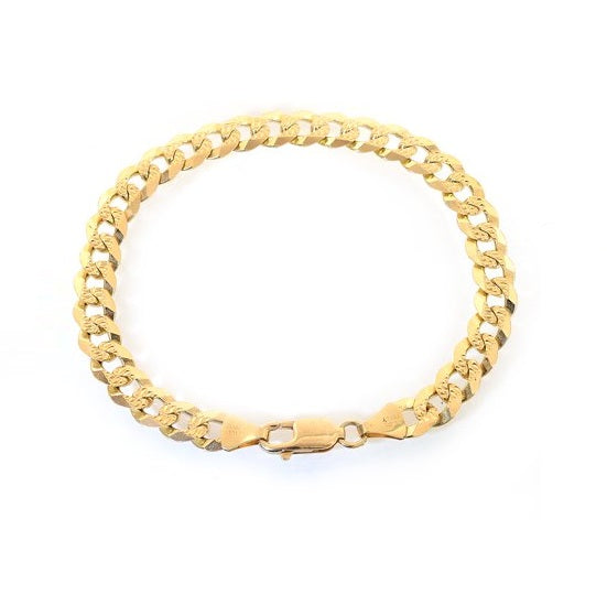 Luxe Layers 14KT Yellow Gold Plated Sterling Silver 8.5" 9.6MM Curb Pave Bracelet