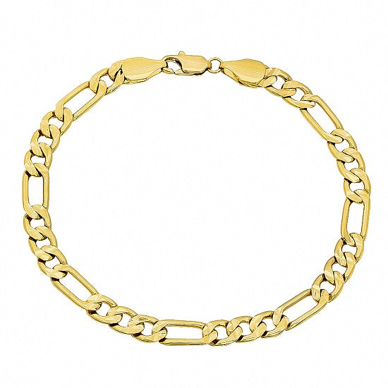 Luxe Layers 14KT Yellow Gold Plated Sterling Silver 8.5" 9.25MM Figaro Bracelet