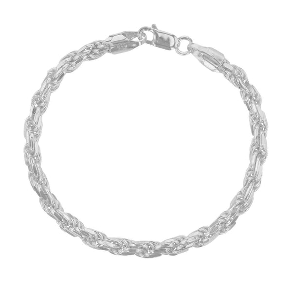 Luxe Layers Sterling Silver 8.5" 5.7MM Diamond-cut Rope Bracelet