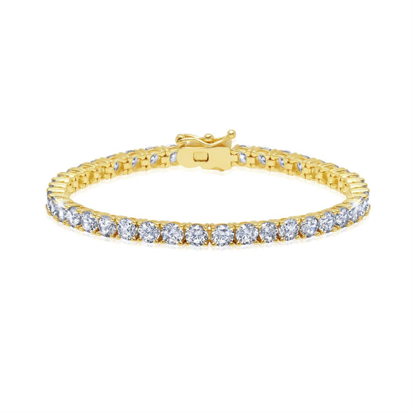 Crislu 18KT Yellow Gold Plated Sterling Silver Cubic Zirconia 8.5" Tennis Bracelet