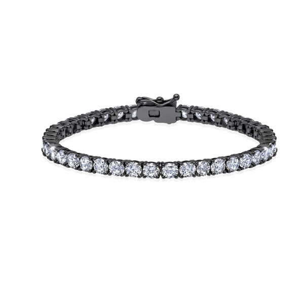 Crislu Black Rhodium Plated Sterling Silver Cubic Zirconia 8.5" Tennis Bracelet