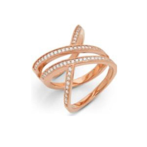 Crislu 18KT Rose Gold Plated Sterling Silver and Cubic Zirconia Ring; Size 7