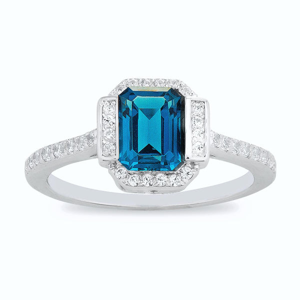 Sterling Silver Blue Swarovski Zirconia Ring