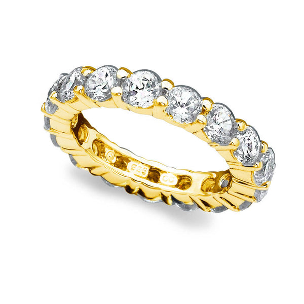 Crislu 18KT Yellow Gold Plated Sterling Silver Round Cubic Zirconia Eternity Band Ring; Size 7