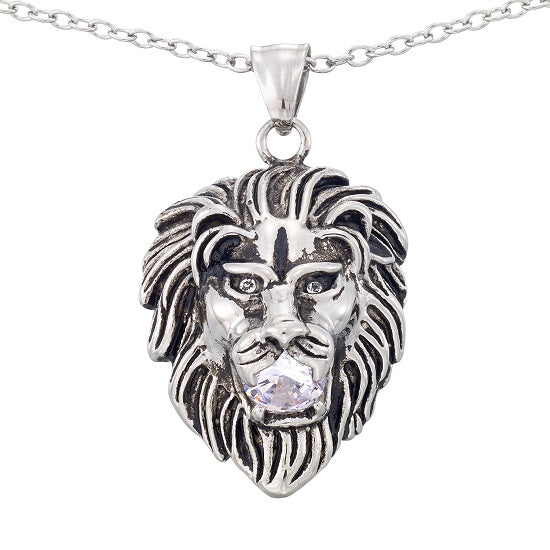 Stainless Steel 24" Lion Pendant