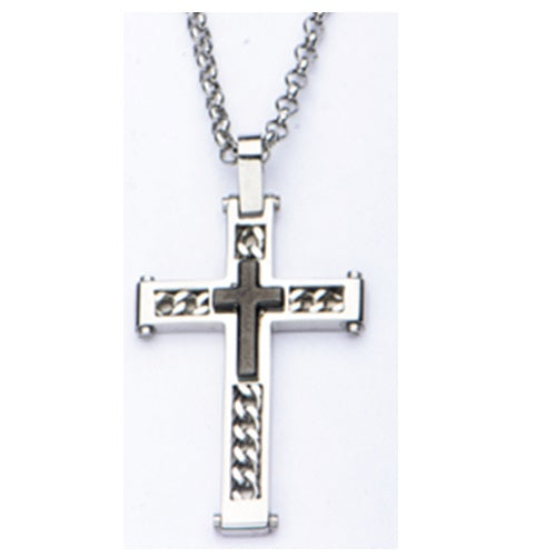 Stainless Steel 24" Cross Pendant