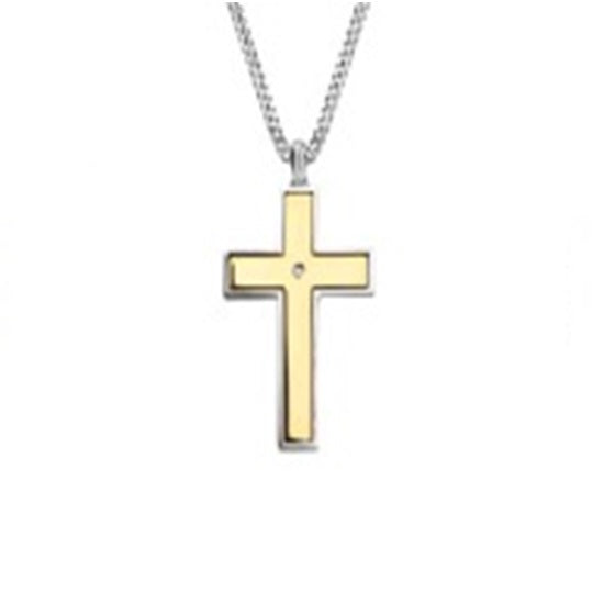 Yellow Stainless Steel 22" Cross Pendant