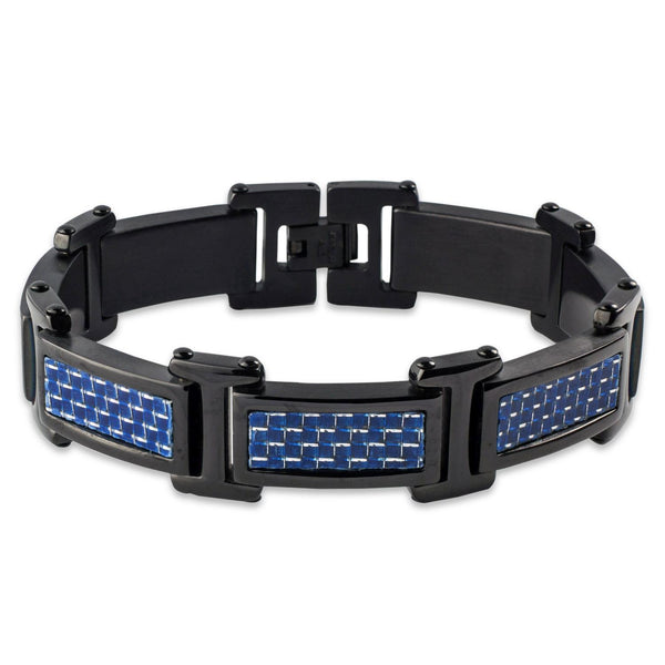 Black Stainless Steel 8.5" Carbon Fiber Bracelet