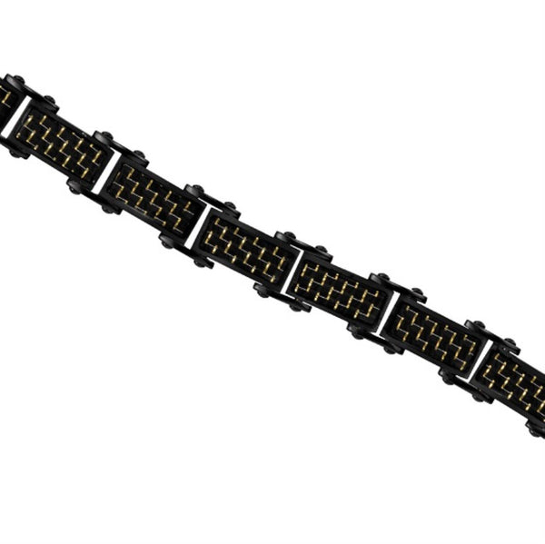 Black Stainless Steel 8.5" Carbon Fiber Bracelet