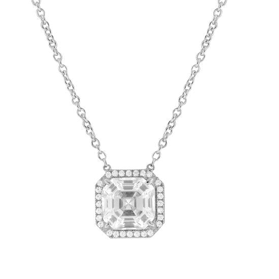 Crislu Platinum Plated Sterling Silver and Cubic Zirconia 18" Pendant