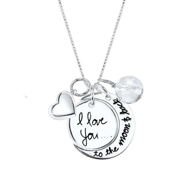 Sterling Silver 18" I Love You To The Moon And Back Pendant