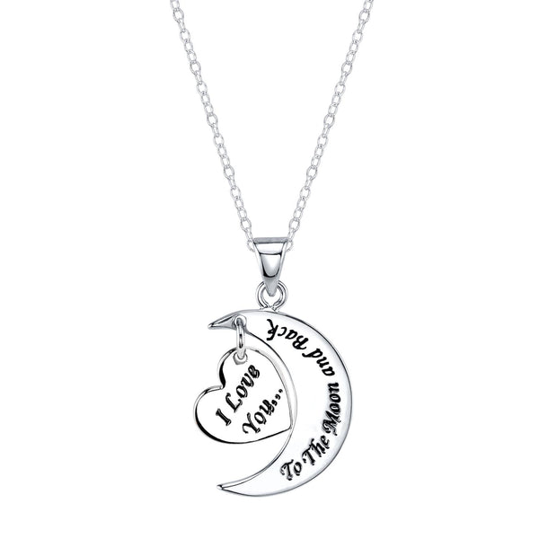 Sterling Silver 18" I Love You To The Moon And Back Pendant