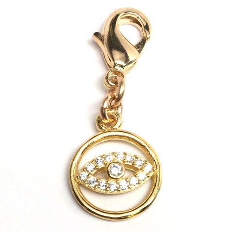 14KT Yellow Gold Plated Sterling Silver and Cubic Zirconia Charm