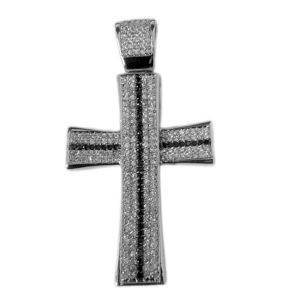 Luxe Layers Sterling Silver Cubic Zirconia Cross X-Large Pendant-Chain Not Included