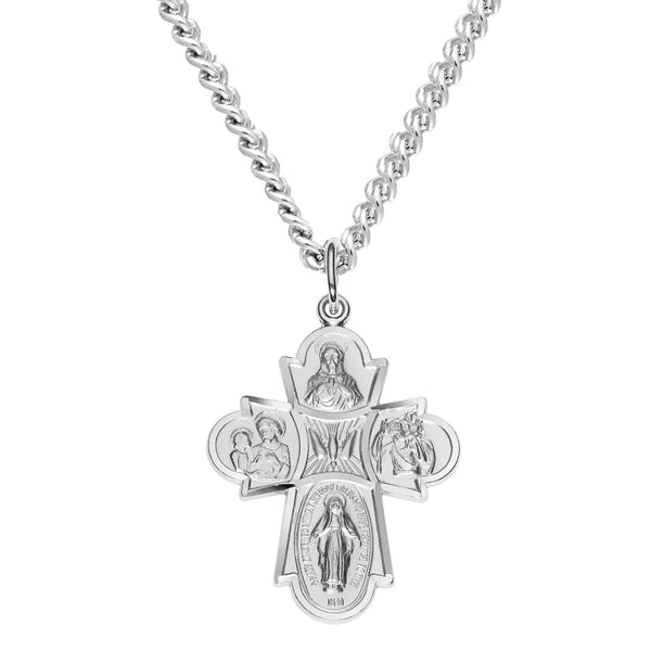 Sterling Silver 24" Cross Medal Pendant