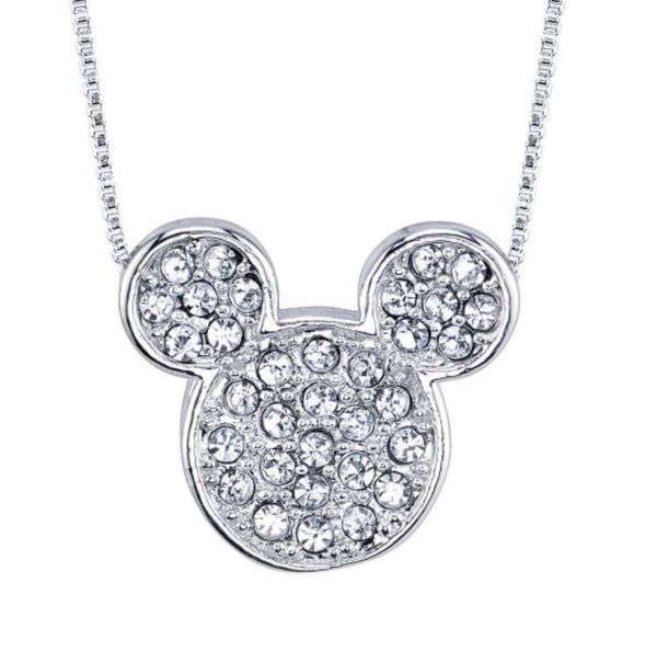 Disney Sterling Silver and Cubic Zirconia 18" Mickey Mouse Pendant