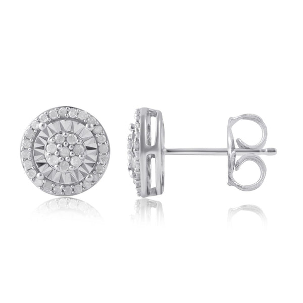 Sterling Silver 1/4 CTW Diamond Stud Earrings