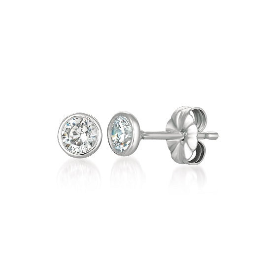 Crislu Platinum Plated Sterling Silver Round Cubic Zirconia Earrings