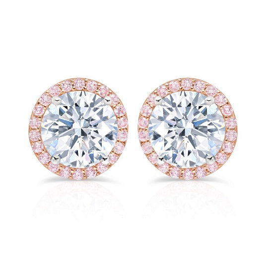 Crislu Platinum Plated Sterling Silver Round Cubic Zirconia Halo Stud Earrings