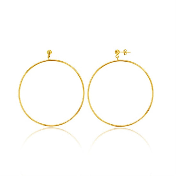 14KT Yellow Gold Plated Sterling Silver 80MM Hoop Earrings