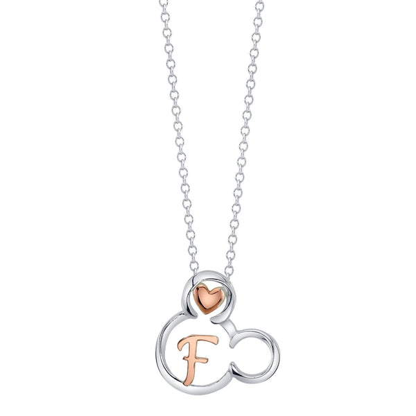 Disney Sterling Silver 18" Initial Pendant; Initial F