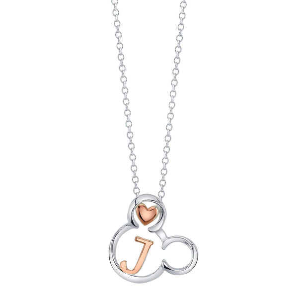 Disney Sterling Silver 18" Initial Pendant; Initial J