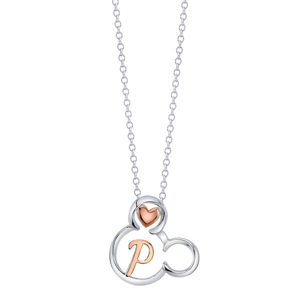 Disney Sterling Silver 18" Initial Pendant; Initial P