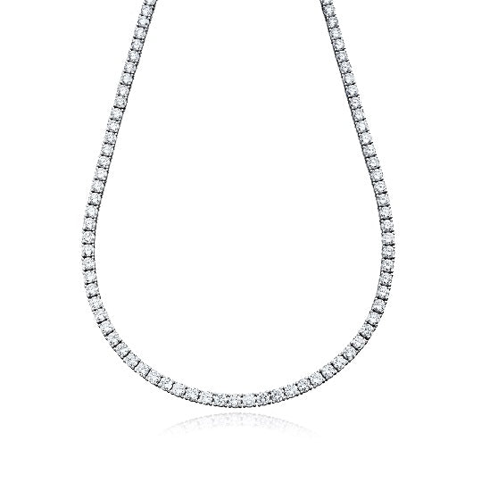 Crislu Platinum Plated Sterling Silver Round Cubic Zirconia 18" Tennis Necklace