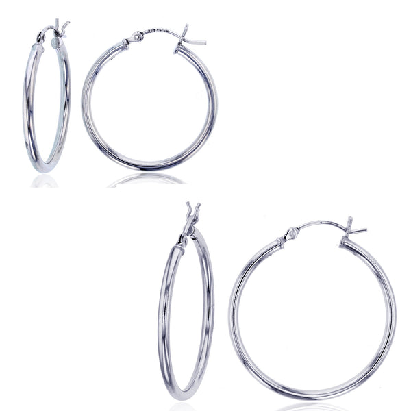 Sterling Silver Hoop 20MM & 30MM 2-Pair Earrings