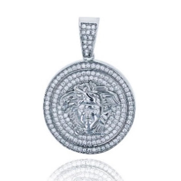 Luxe Layers Sterling Silver Cubic Zirconia 35X24MM Medal Pendant-Chain Not Included