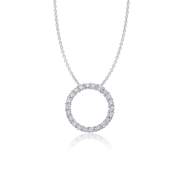 Crislu Platinum Plated Sterling Silver Cubic Zirconia 18" Circle Pendant