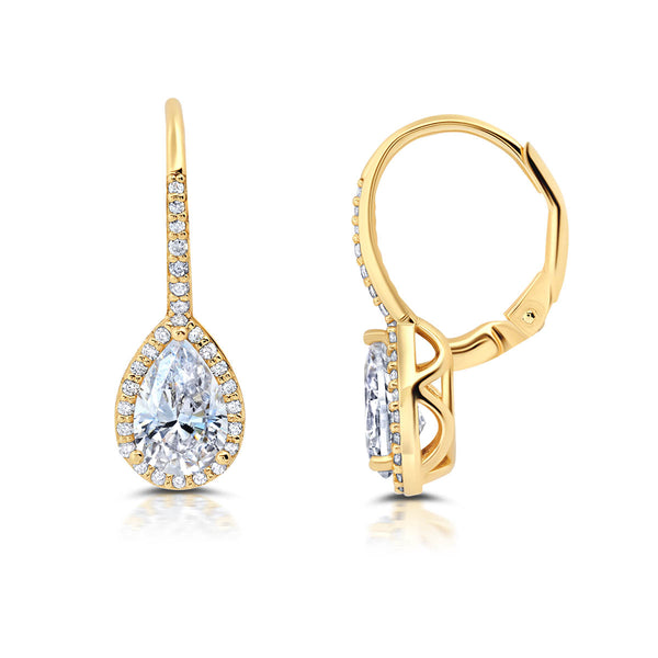 Crislu 18KT Yellow Gold Plated Sterling Silver Round Cubic Zirconia Fashion Earrings