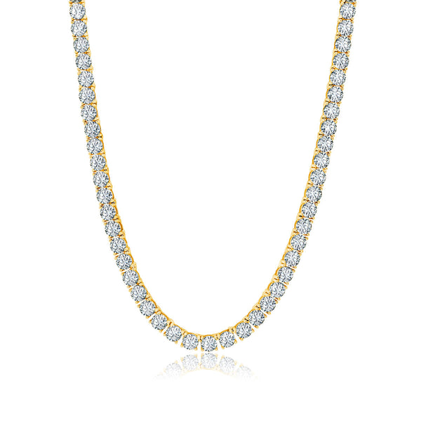 Crislu 18KT Yellow Gold Plated Sterling Silver Round Cubic Zirconia 18" 3MM Tennis Necklace