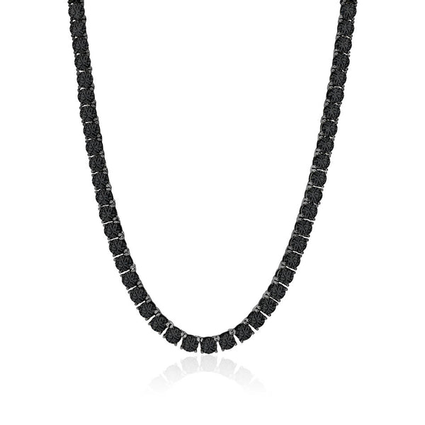 Crislu Black Rhodium Plated Sterling Silver Round Cubic Zirconia 18" Tennis Necklace