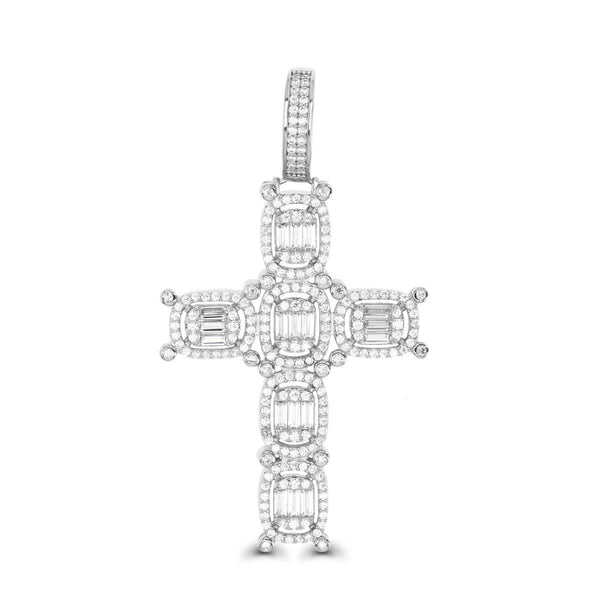 Luxe Layers Sterling Silver Baguette Cubic Zirconia 58X32MM Cross Pendant-Chain Not Included