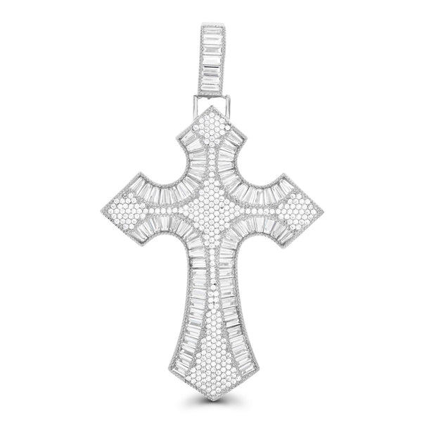 Luxe Layers Sterling Silver Cubic Zirconia 65X38MM Cross Pendant-Chain Not Included