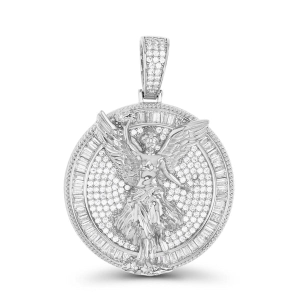 Luxe Layers Sterling Silver Cubic Zirconia 35MM Angel Pendant-Chain Not Included