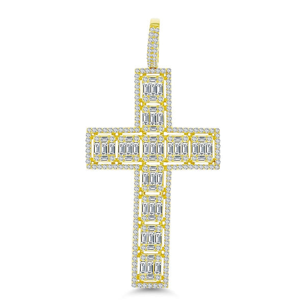 Luxe Layers 14KT Yellow Gold Plated Sterling Silver Cubic Zirconia 83X40MM Cross Pendant-Chain Not Included