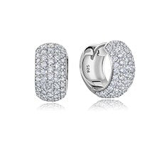 Crislu Platinum Plated Sterling Silver Cubic Zirconia Huggie Earrings