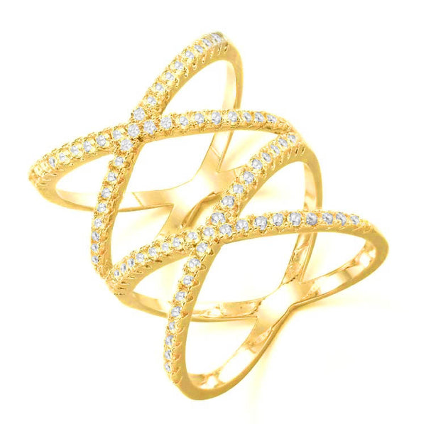 Yellow-tone Base Metal Round Cubic Zirconia Ring; Size 6