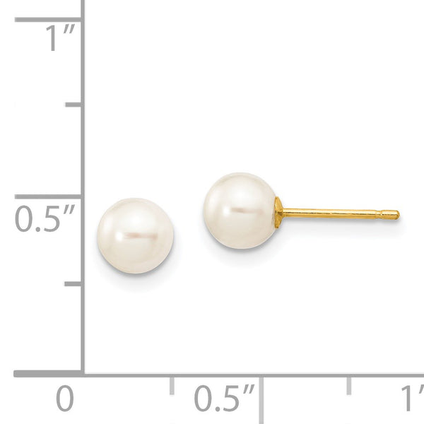 5MM Round Pearl Stud Earrings in 14KT Yellow Gold