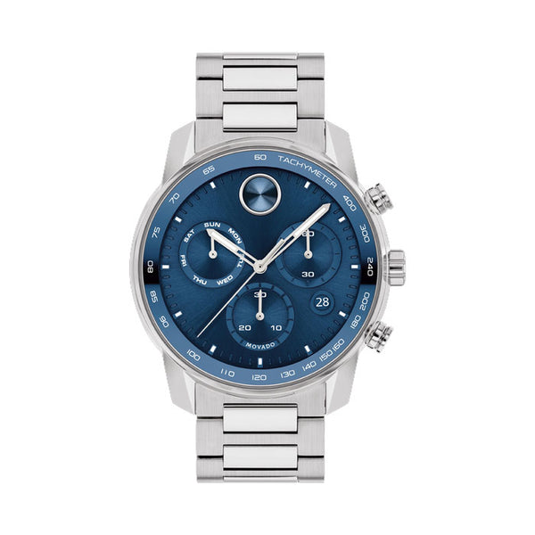 Bracel Jewelers 44MM Dial Blue Steel with Stainless Movado Round Verso – and BOLD Daniels