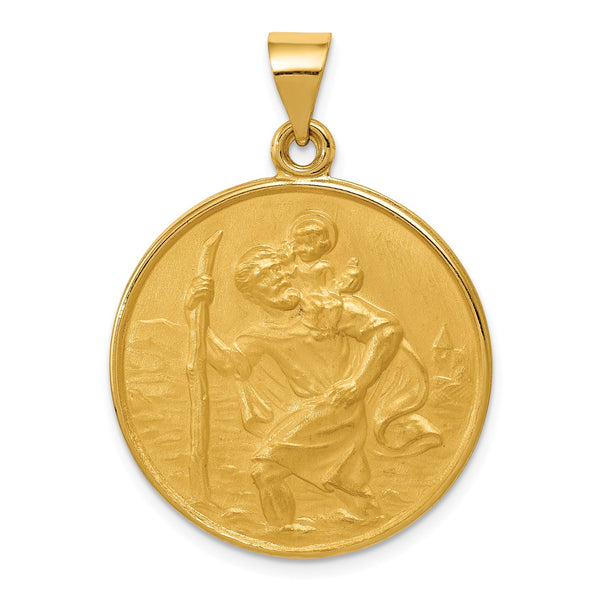 18KT Yellow Gold 33X25MM Medal Saint Christopher Pendant-Chain Not Included